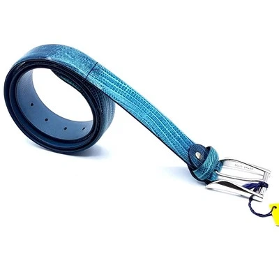 Cintura Uomo Mc. Dugal vera Pelle Stampo Pitone Turchese H 3,5 cm Modificabile - Immagine 1 di 3