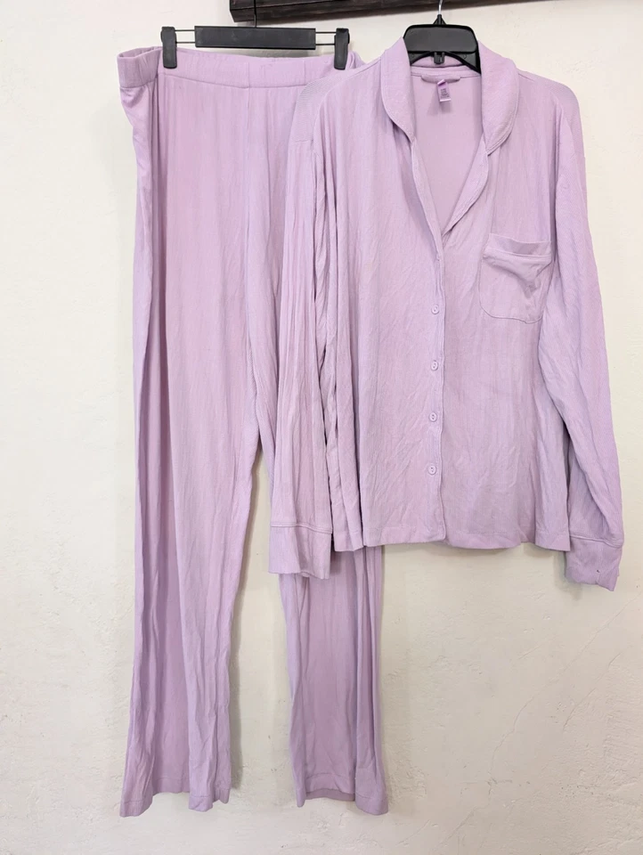 Juego de pijama SKIMS modal suave salón dormir en púrpura micro acanalado talla 2X Foto 1 de 1
