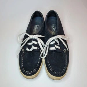 LL Bean Campside Blucher Mocs Women’s Size 8.5M Black Leather White Laces Shoes - Picture 1 of 7