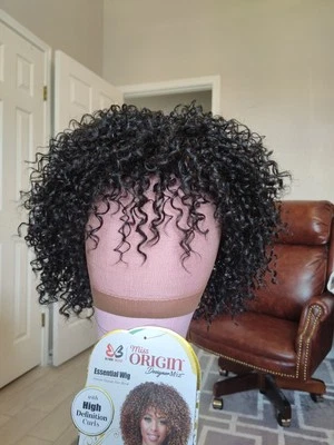 Peluca sin pegamento Bobby Boss mezcla cabello humano negra corta rizada fácil tapa completa Tina Foto 1 de 4