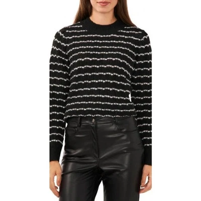 Halogen Striped Wool Blend Mock Neck Knit Sweater Black Minimalist Chic XL NWT - Image 1 of 4