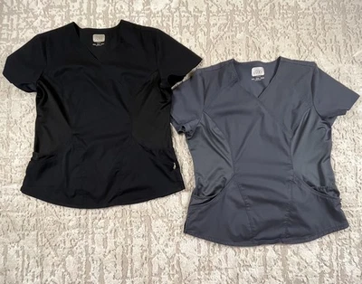 Blusa Médica Cherokee LUXE Sport Simulada Envolvente (Lote de 2) Talla Grande Gris y Negra  Foto 1 de 4