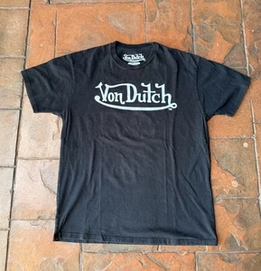 Vintage Y2K Von Dutch Logo Spell Out T-Shirt Large Black Grunge Skater Designer - Picture 1 of 5