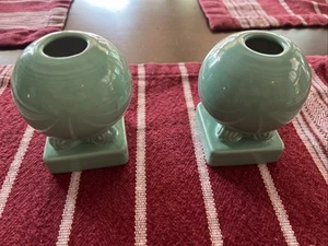 Fiesta Vintage Green Bulb Candle Holder Pair~Fiestaware - Picture 1 of 8