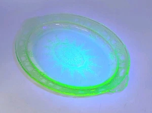 Plato de servir verde anchor hocking de colección vaselina vidrio prensado camafeo 8"x12" brilla - Imagen 1 de 12