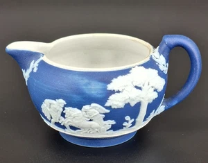 Vintage 1930 Antique Wedgwood Jasperware Cobalt Blue Creamer Pitcher - Picture 1 of 7