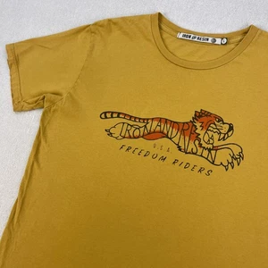 Iron And Resin T-Shirt Mens L Mustard Yellow Tiger Logo Freedom Riders Made USA - Picture 1 of 11