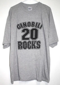 Ginobili Rocks #20 Mens XXL T-Shirt Gray Short Sleeves San Antonio Spurs - Picture 1 of 5