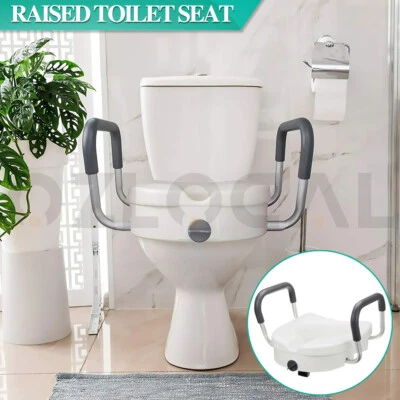 Raised Toilet Seat Elevated Portable White Removable Safety Armrest 5 Inch - image 1 of 4