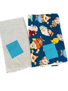 Seven Dwarfs Fabric & Polka Dot 2 Pieces Quilting Sewing - Picture 1 of 4