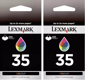 New Genuine Lexmark 35 2PK Ink Cartridges Box P Series P4330 X Series X5210 - Picture 1 of 3