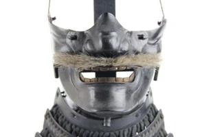 Menpo Mask Edo Period Iron Kabuto Red Black Japan Antique Samurai - Picture 1 of 10