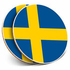 2 x Coasters - Sweden Flag Scandinavian Travel Home Gift #9100