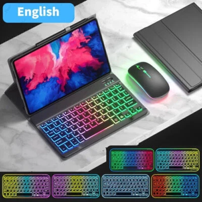 Backlit Keyboard Mouse Case Cover For Samsung Galaxy Tab A8 A7 S9 S8 S7 S6 Lite - Image 1 of 4
