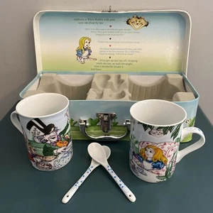 Alice In Wonderland Cafe Tea Set By Paul Cardew 2 Mugs 2 Spoons Carry Case - Picture 1 of 6