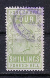 Great Britain Foreign Bill Four Shillings used stamp Victoria period /012 - Picture 1 of 2