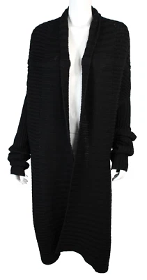RICK OWENS 2007 EXPLODER Black Wool Knit Long Open-Front Cardigan Sweater S - Image 1 of 4