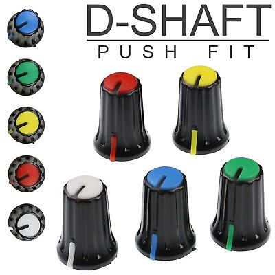 5 Colours D-Shaft 270° Plastic Pot Knobs For 6mm Potentiometer / Rotary Encoder • 3.53£