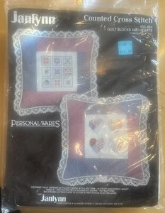Vintage Janylynn Quilt Blocks And Hearts Counted Cross Stitch Kit 1987 #50-884 - Picture 1 of 2