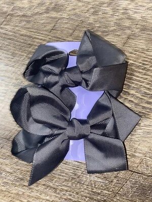 Claire’s Girls 4”  Gray Hair Bow Pig Tails Birthday Christmas  - Image 1 of 3