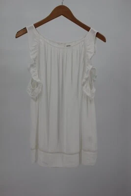 Top Sophie Max Studio Talla Grande L Blanco Sin Mangas con Volantes con Cerradura Trasera #420 Foto 1 de 4