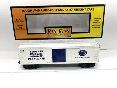 MTH Railking Custom Penn State 2014 Nittany Lions White Boxcar O Gauge New PSU - Image 1 of 4