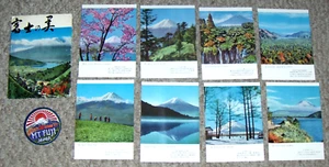 MT FUJI Japan .. 8 Color Photo Scenic Postcards & Embroidered Patch .. Lot - Picture 1 of 5