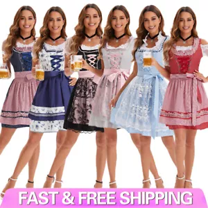 Vintage Damen Dirndl Trachtenkleid Oktoberfest Festkleid Kleid Karneval Kostüm ~ - Bild 1 von 15