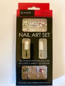 Juego de 240 Piezas de Gemas para Arte en Uñas con 2 Barniz Transparente Estrás Plana - Imagen 1 de 9