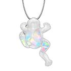 Hawaii White Fire Opal Frog Necklace pendants Silver Filled For Women Girls