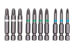 JIS Non-Slip 10 Piece Bit Set 50mm Bit Length 1/4''D S2 Heat Treated Alloy Steel - Picture 1 of 12