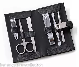 CHELSEA MANOR 6-TEILIGES MANIKÜRE-SET - SCHWARZES LEDERETUI - Bild 1 von 2