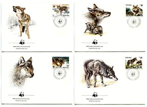 WWF G02 Poland 4 FDC 1985 Wild Animals Wolf - Picture 1 of 1