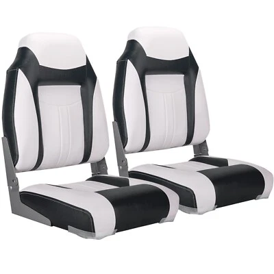 NORTHCAPTAIN Deluxe White/Black High Back Folding Boat Seat, 2 Seats - Image 1 of 4