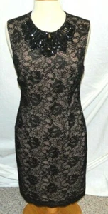 Haute Hippie Black Lined Lace Sleeveless Beaded Dress Size 10 NWT MSRP $495 - Picture 1 of 3