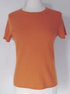 Classiques Entier Womens Medium Muted Orange 100% Cashmere Short Sleeve Sweater - Picture 1 of 4