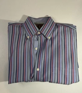 TAILORBYRD Dress Shirt Flip Cuffs Blue/Red/Green 100% Cotton Size LT Mens - Picture 1 of 6