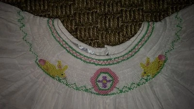 Fancy Threads Designed by Maria Elena girls bunny Easter smocked white dress 6X - Image 1 of 2