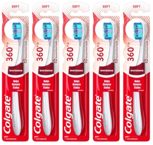 Colgate 360 Whitening Manual Stain Removal Toothbrush, Soft Bristle -Pack of 5 - Picture 1 of 2