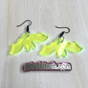 Pendientes de murciélago - Joyería brillante reactivo luz verde neón amarillo negro - Imagen 1 de 3