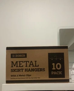 Zober Add On Metal Skirt/Pants Hangers Non Slip Clips Space Saving 10 Pack - Picture 1 of 2