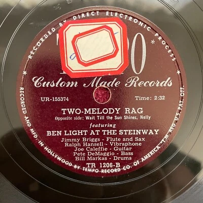 BEN LIGHT Tempo TR 1206 78rpm Wait Till the Sun Shines, Nelly/Two-Melody Rag - Изображение 1 из 4