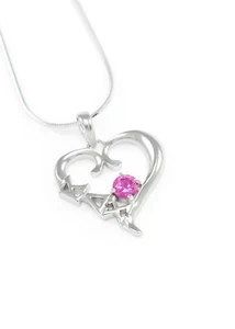 Kappa Delta Chi Sterling Silver Heart Necklace with Pink CZ - Picture 1 of 1