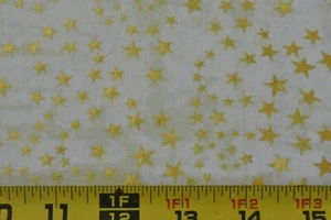 By 1/2 Yd, 30" Wide, Metallic-Gold Stars on Marbled-Cream Cotton, Jo-Ann, V233 - Picture 1 of 7
