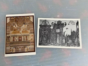 Galerie Messine Art Brute card LOT 1986 Scottie Wilson Spiritisme Schizophrenie - Picture 1 of 9