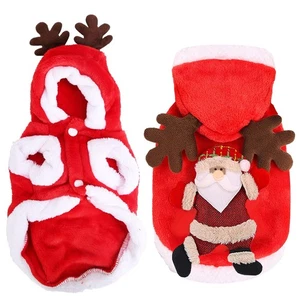 Pet Christmas Costume Santa Reindeer Outfit Winter Coat for Dogs & Cats - Picture 1 of 5