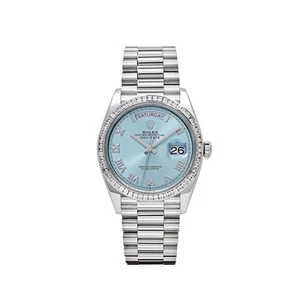 Rolex Day-Date36 128396TBR Platinum Ice Blue Dial Diamond Bezel (2024) - Picture 1 of 9