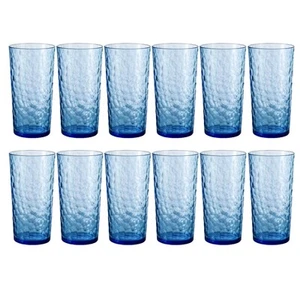 24-ounce Plastic Tumblers, Acrylic Drinking Glasses High-Balls, set of 12 Blu... - Picture 1 of 4