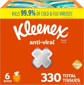 Kleenex Pañuelos Faciales Antivirales, 6 Cajas de Cubos, 55 Pañuelos por Caja, 3 Capas (330 - Imagen 1 de 13
