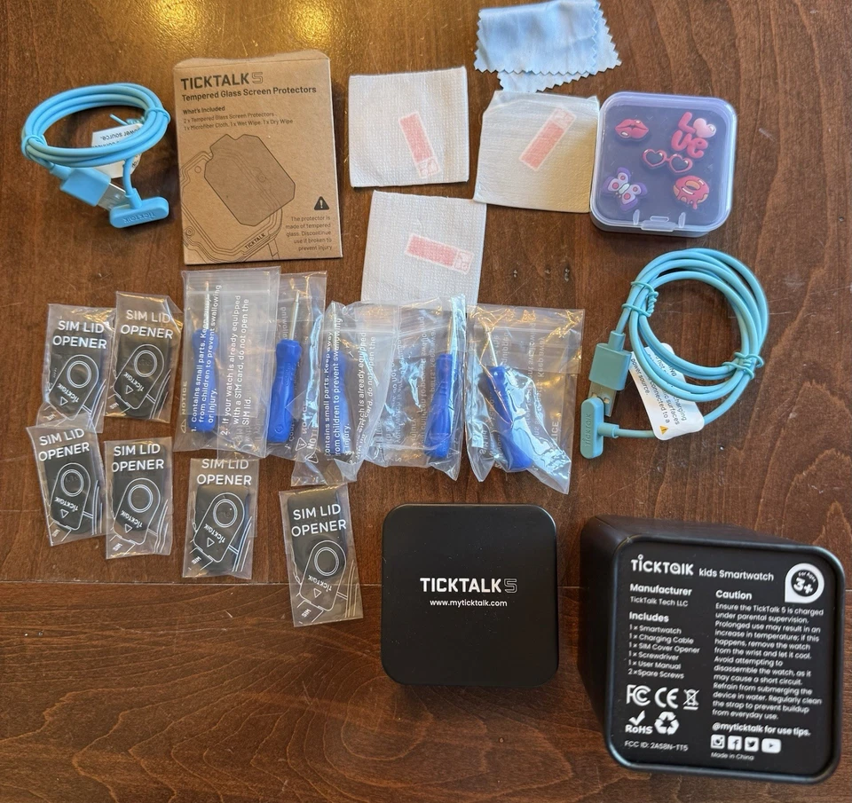 TICKTALK 5 Kids Watch New OEM Parts Glass Screen Cover Sim Lid Charge Cord Lot - Image 1 of 4